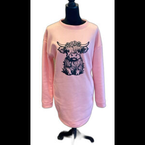 Sweatshirt Dress Highland Cow Pink Plus Size XL Like  New Pockets Casual  Quirky